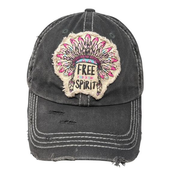 Free Spirit Strapback Hat Gray One Size Adjustable KB ETHOS Vintage - Picture 1 of 10